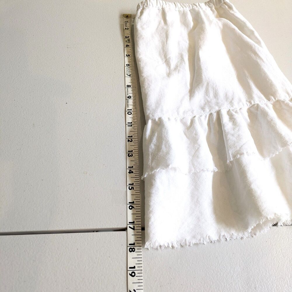 Old Navy 100% Linen White Mini Skirt Size 4 Low Waist Lined Tiered Ruffle Y2K - Picture 10 of 11